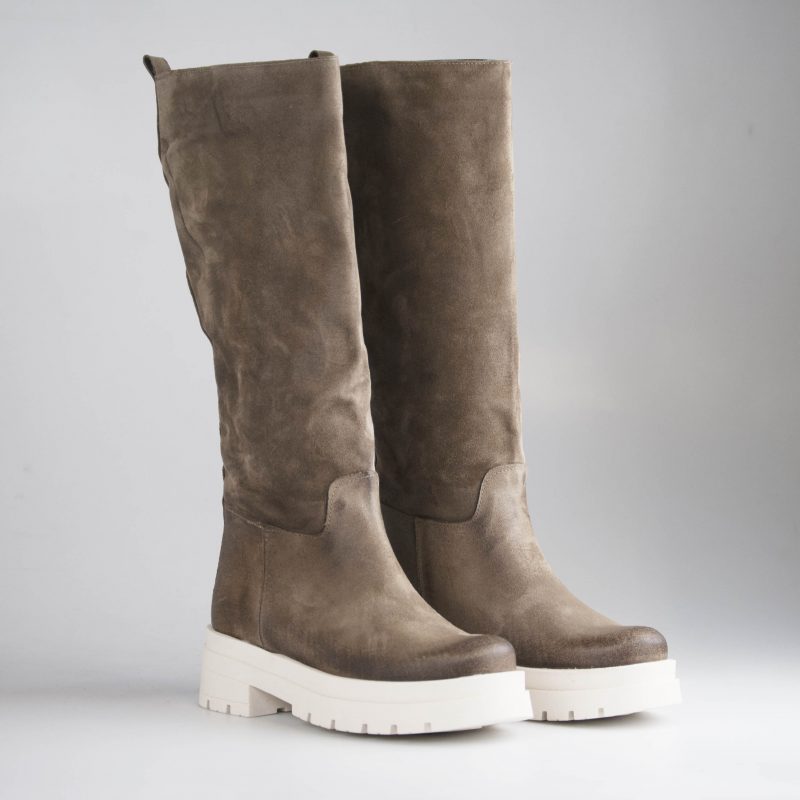 Stivale boot in suede fondo platform taupe