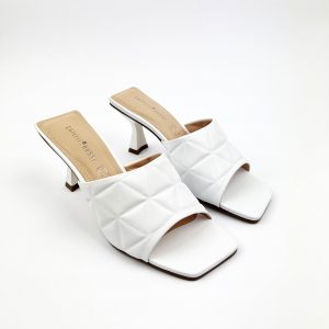 Capelli Rossi sandalo ciabattina tacco rocchetto in pelle white