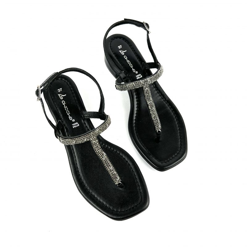 Le Chicche Sandalo gioiello infradito in pelle nero