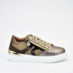 Keys Sneaker in pelle fondo platform extra light col. beige/oro